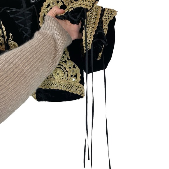 For Love and Lemons Paris Silk Velvet Crop Top and Skirt Set Black Gold Size S - Picture 6 of 12